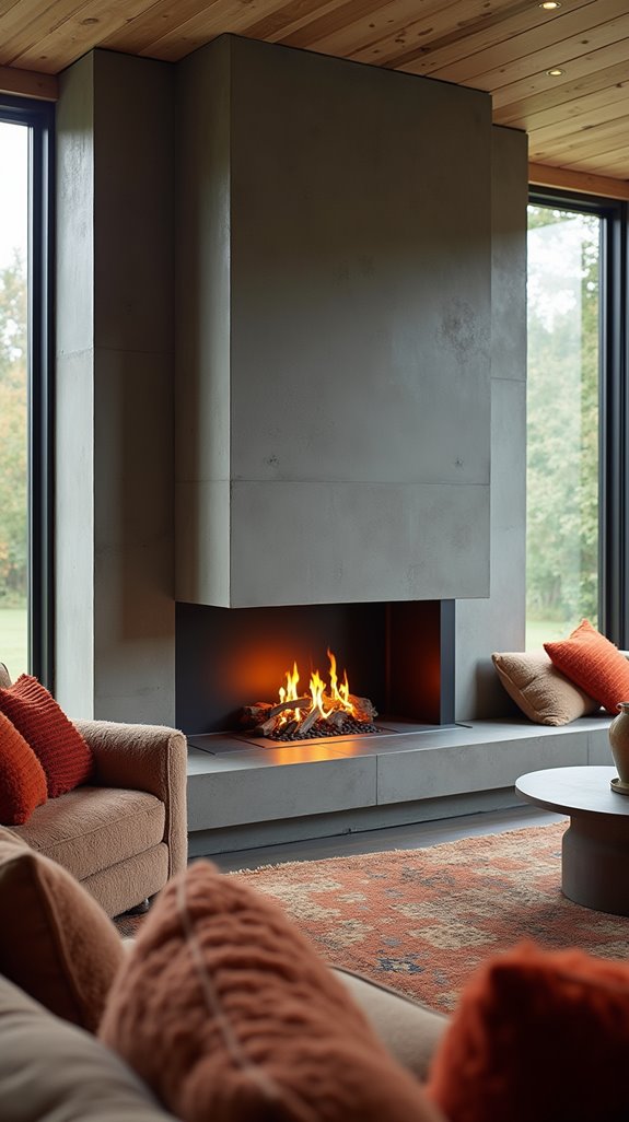 concrete and steel fireplaces