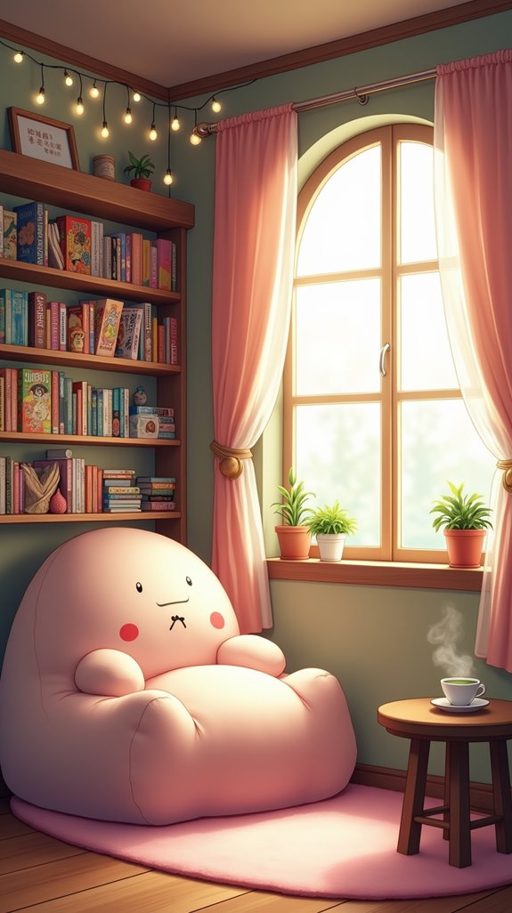 cozy anime reading nook