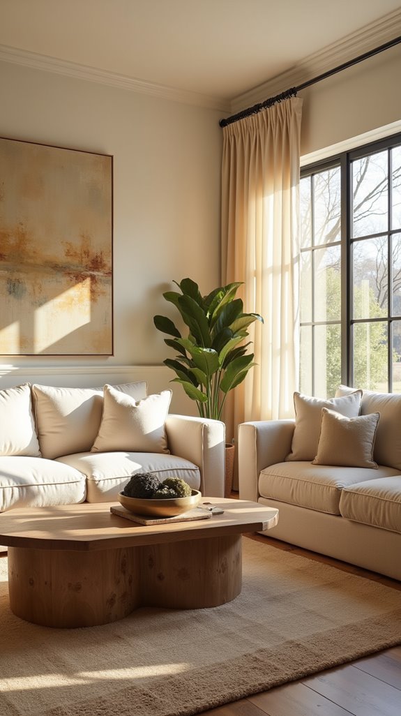 cozy beige living room accents
