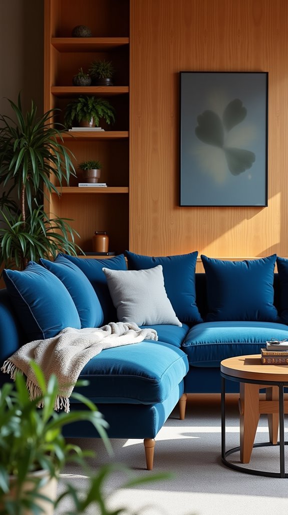 cozy blue and wood blend