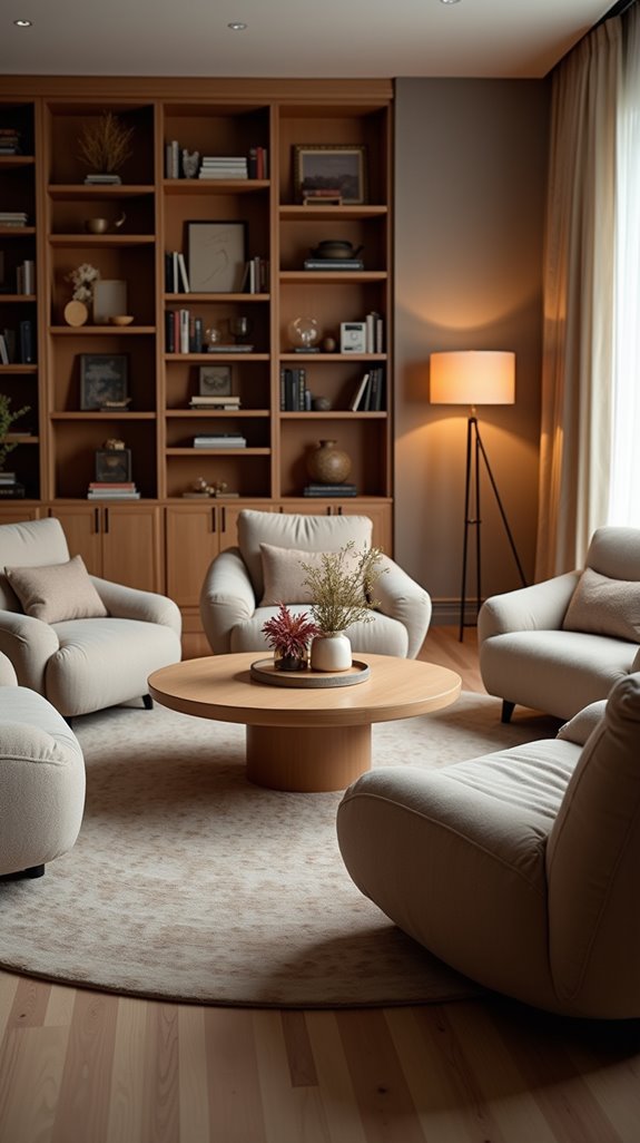 cozy circular conversation area