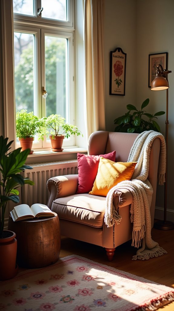cozy corner with comforts
