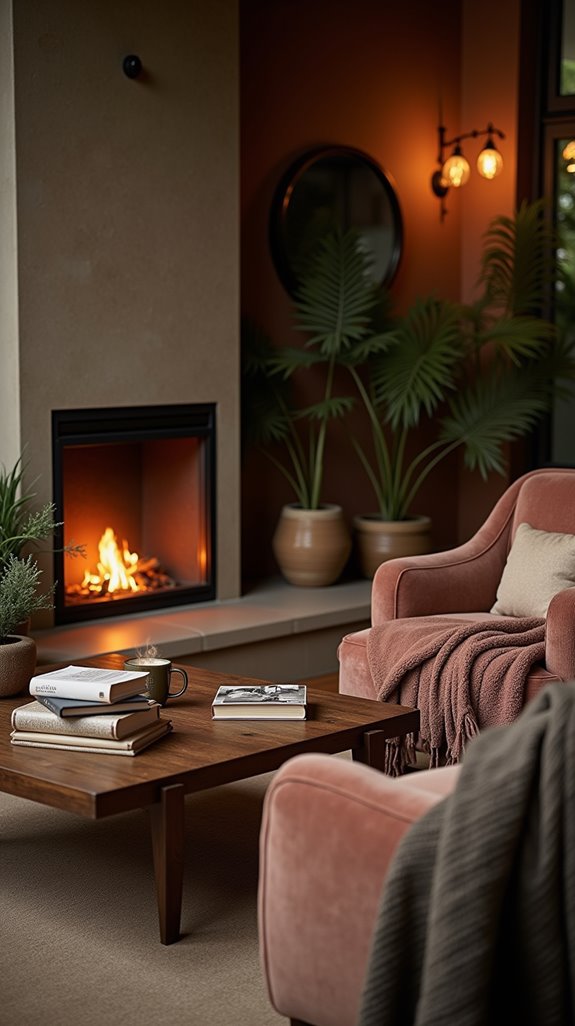 cozy fireplace evening ambiance