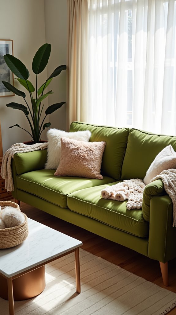 cozy green sofa textures