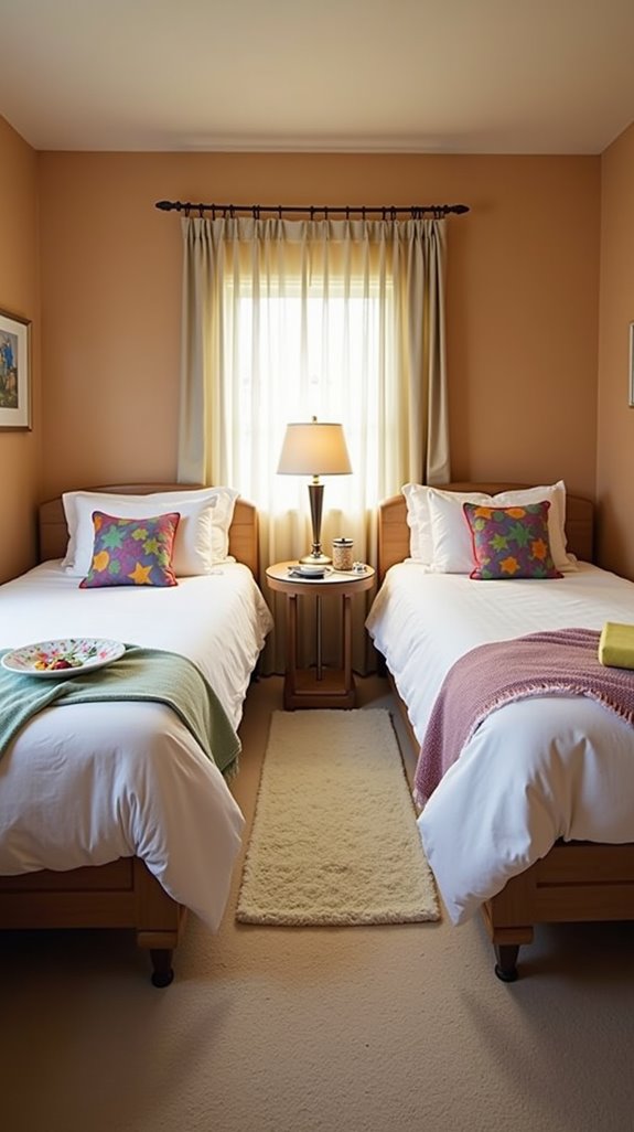 cozy l shaped bed arrangement