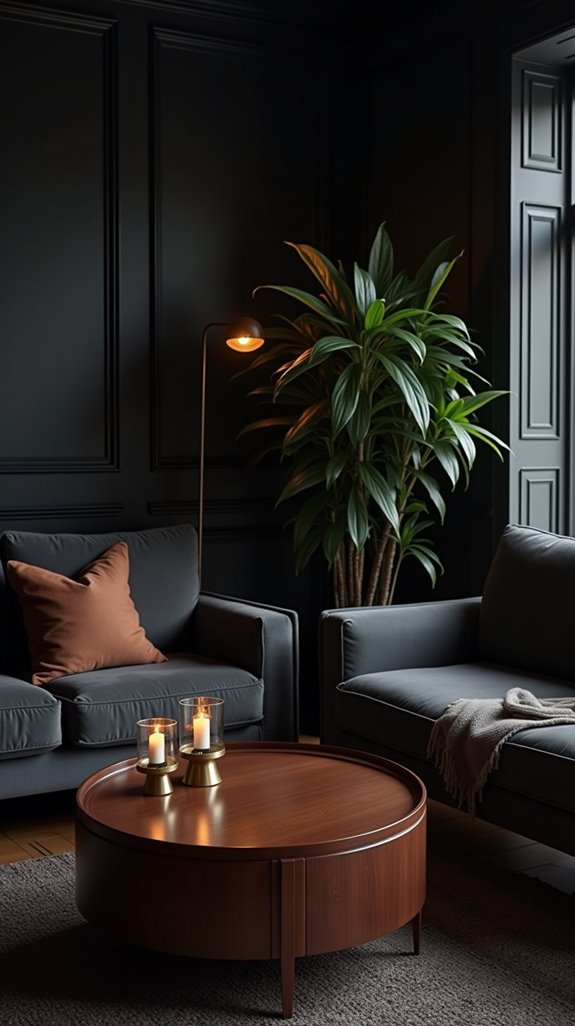 dark furniture creates depth