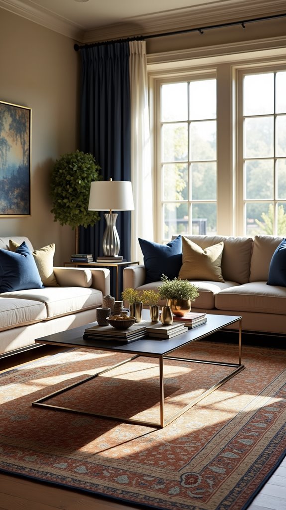 define space with area rugs