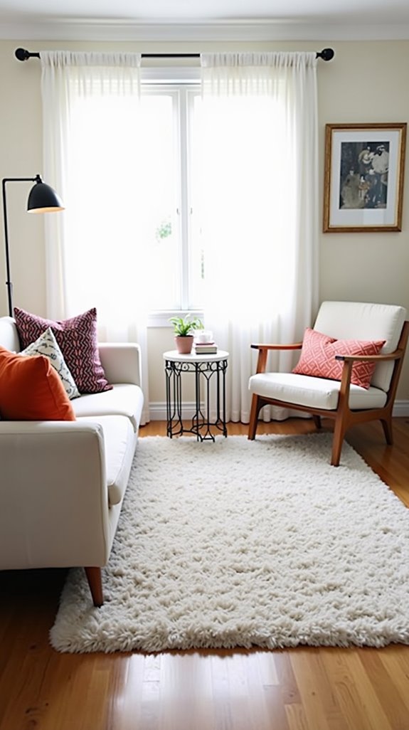 distinct zones with rugs