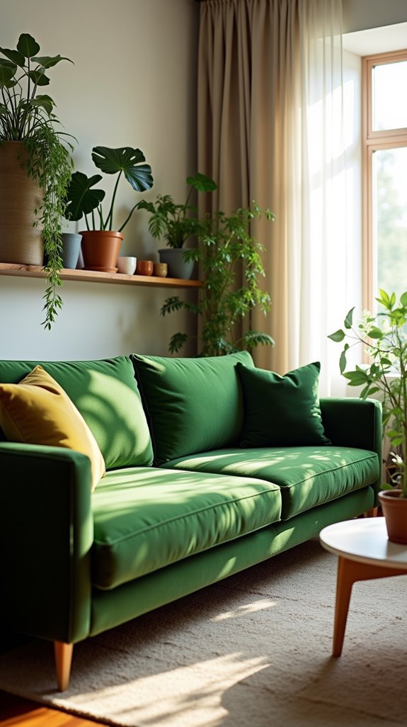 enhancing green sofa ambiance