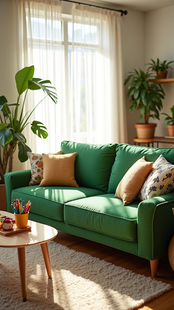 family friendly green sofa tips