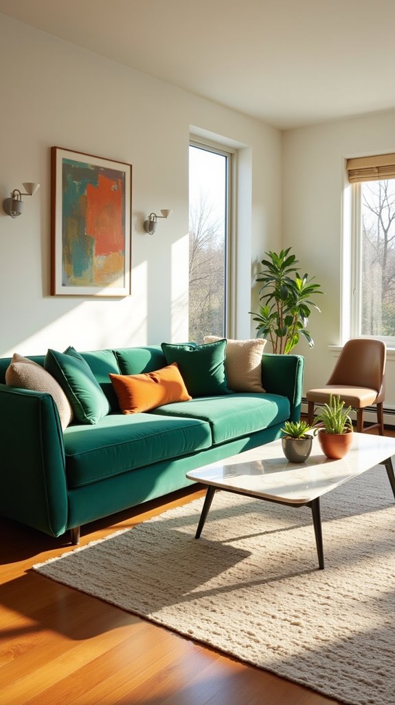 green sofa focal point
