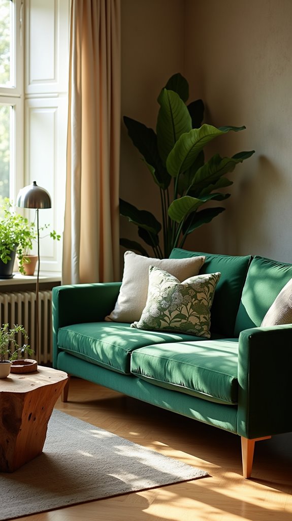 harmonizing green sofa decor