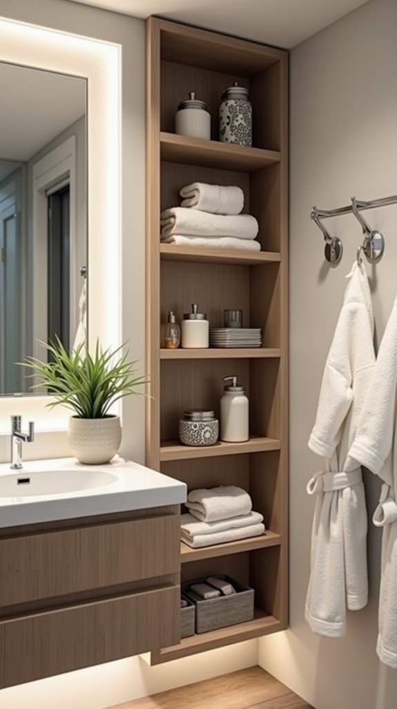 maximize vertical bathroom storage