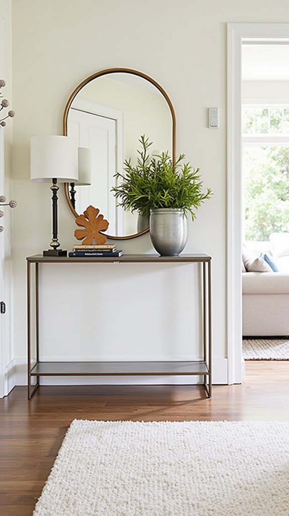 mirrored accents enhance elegance