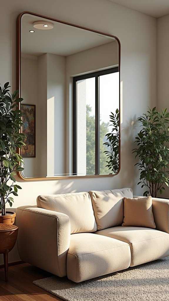 mirrors enhance living room