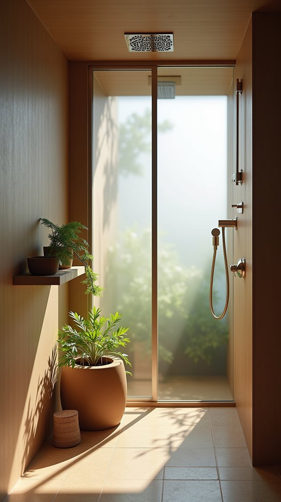 natural wood shower accents