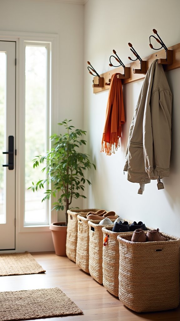 organized entryway with hooks