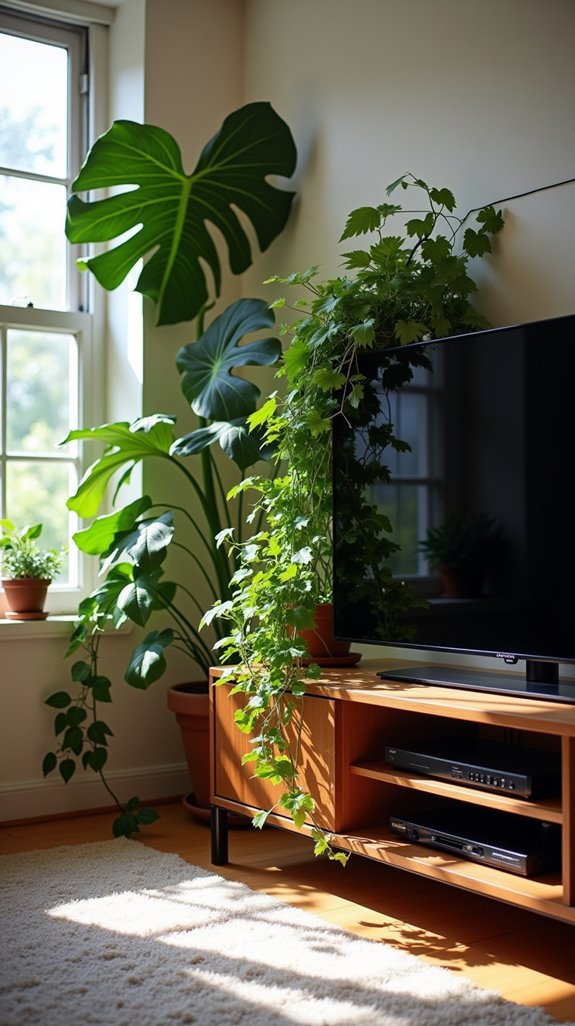 plants enhance tv stand