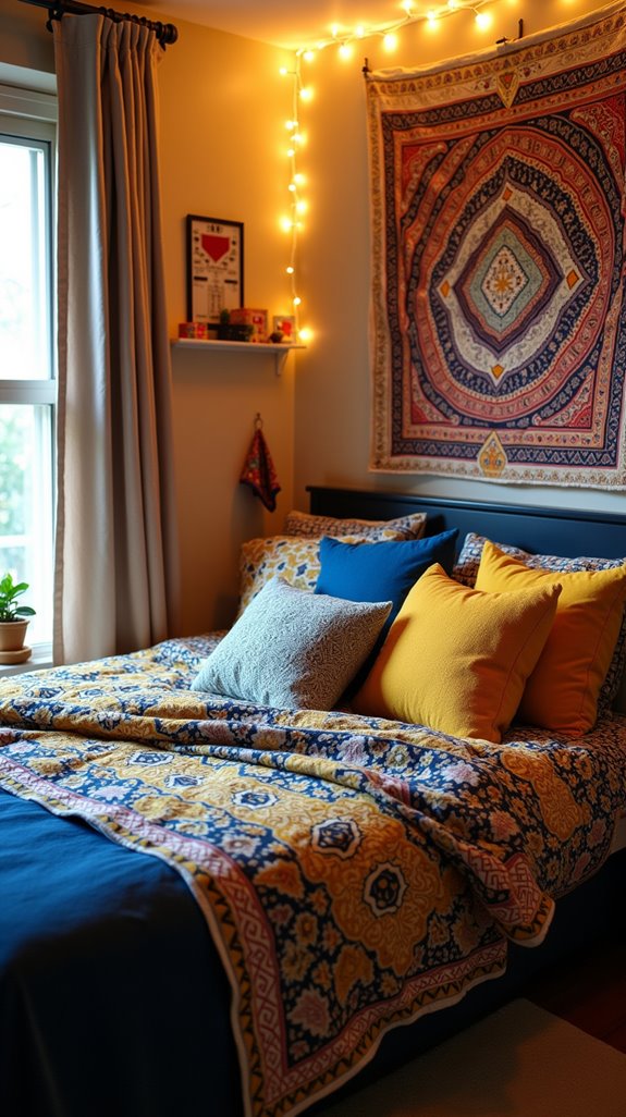 thematic bedspread and pillows