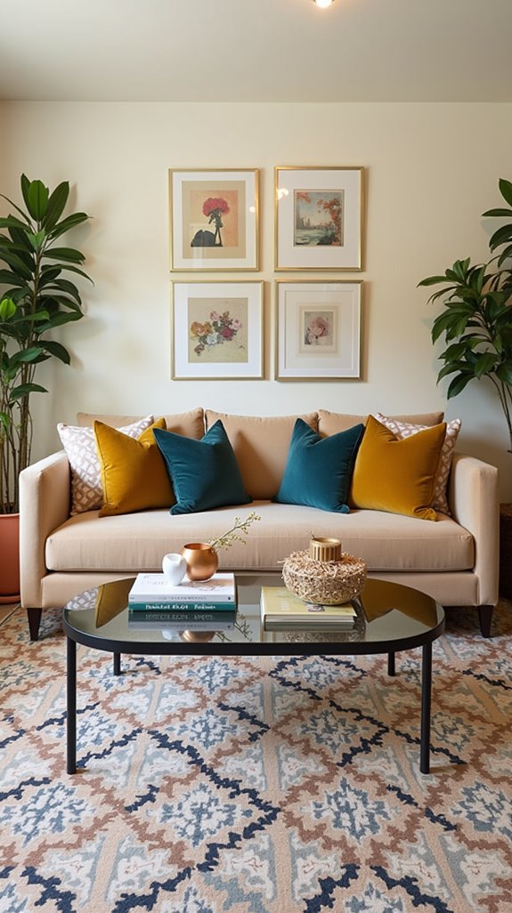 themed beige living room design