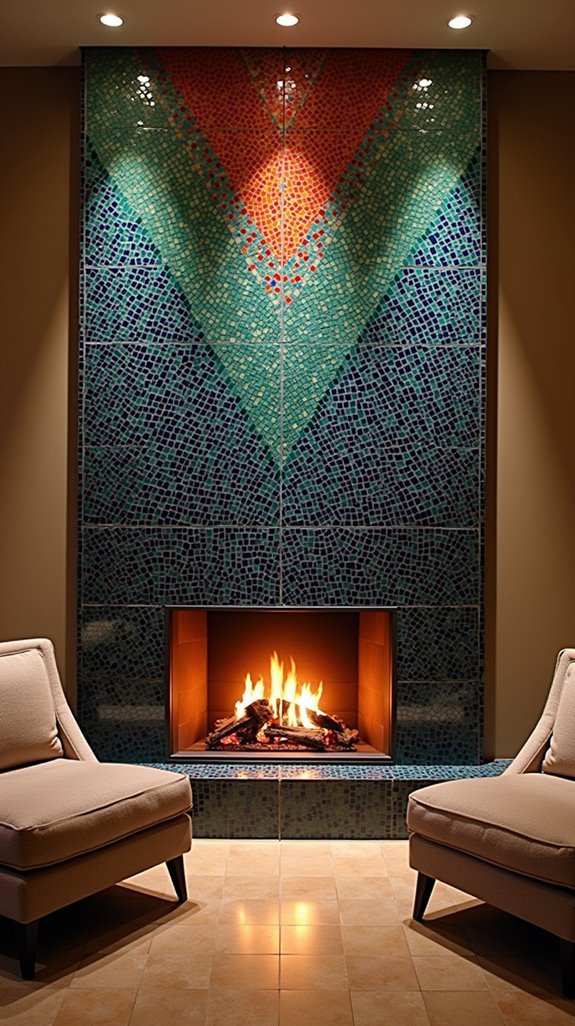 vibrant mosaic fireplace designs