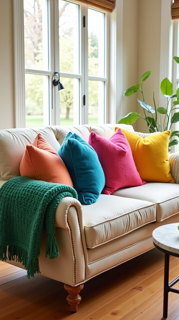 vibrant pillows and blankets