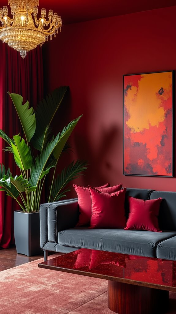 vibrant red living room accents
