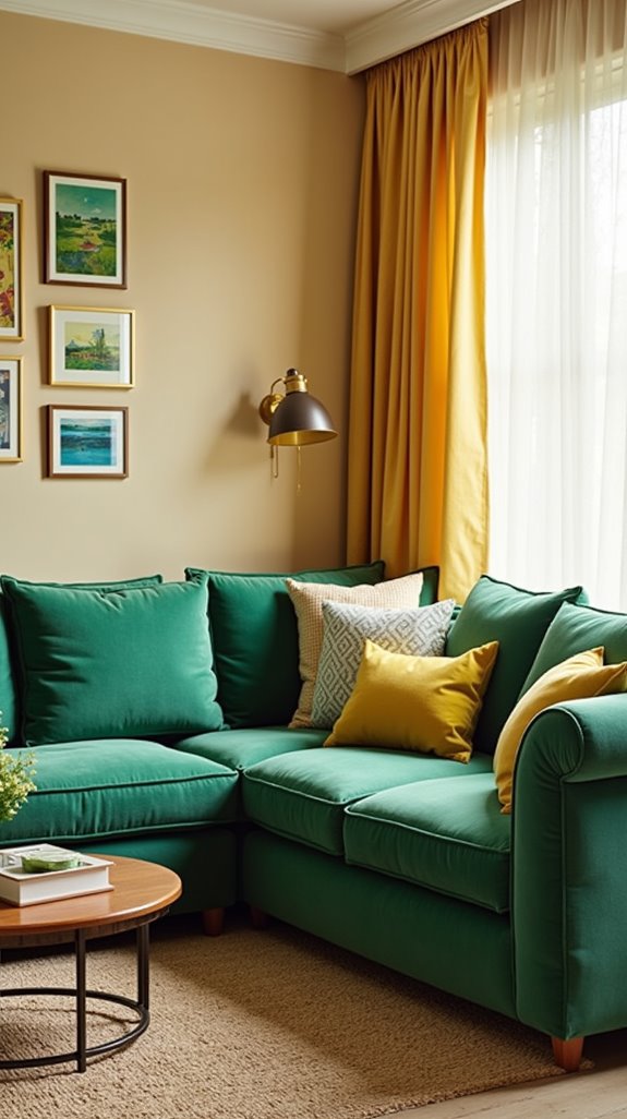 wall colors for green sofas