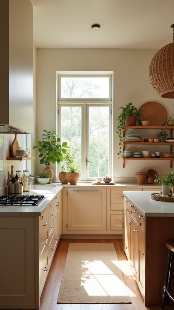 beige tones wood accents
