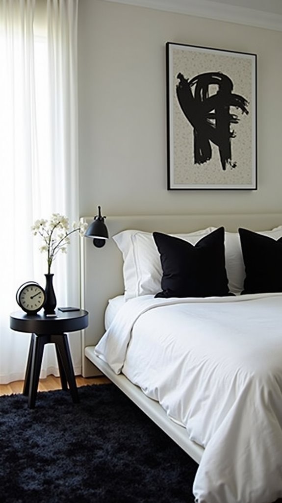 black and white bedroom decor