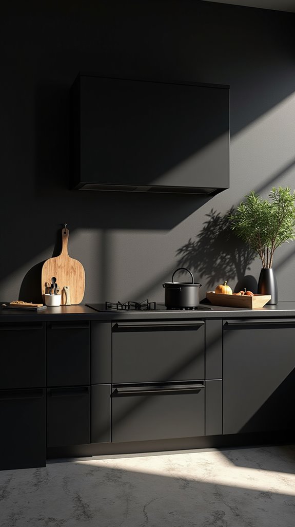 black backsplash adds depth