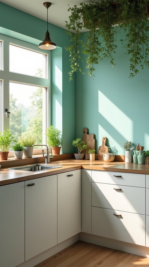 blue and green kitchen harmony