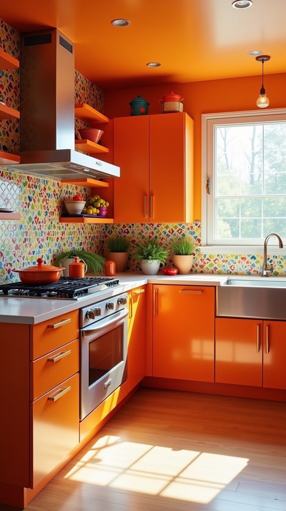bold orange kitchen transformation