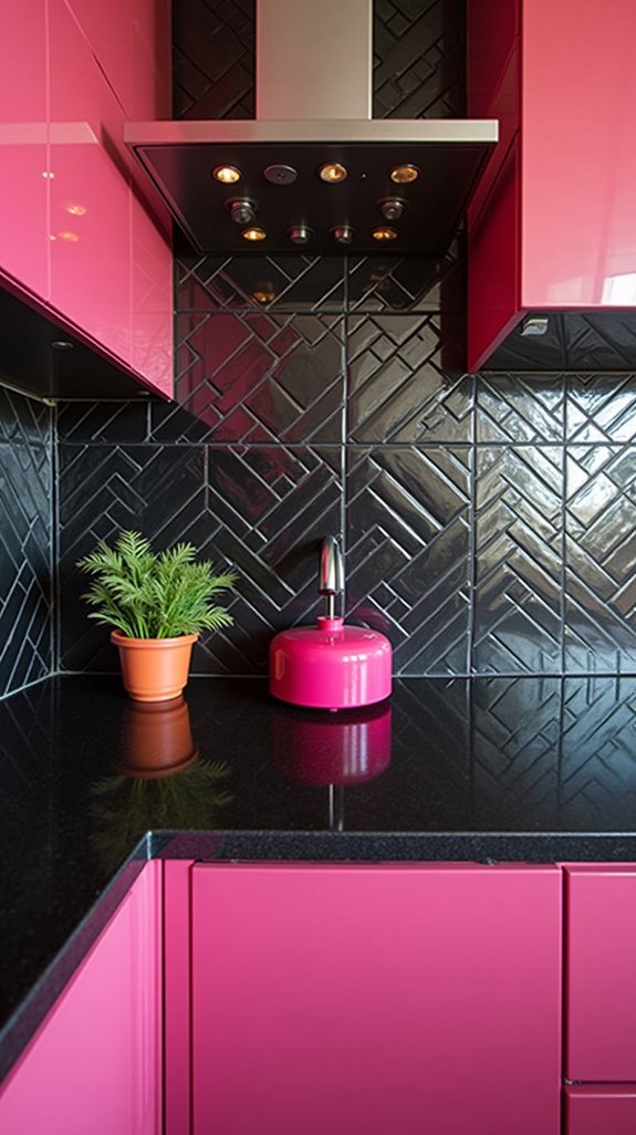 bold pink and black tiles