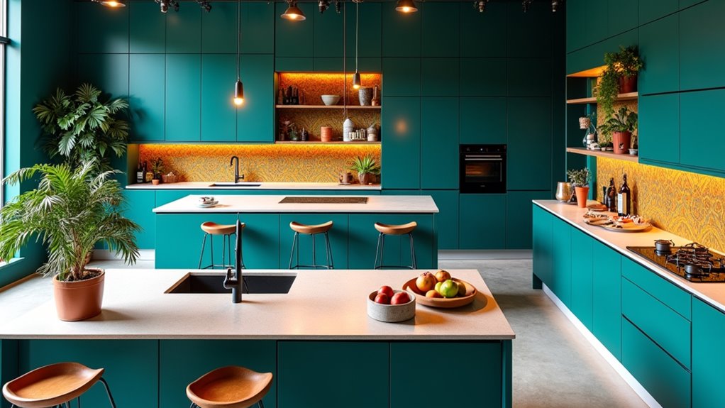 bold teal blue kitchen designs