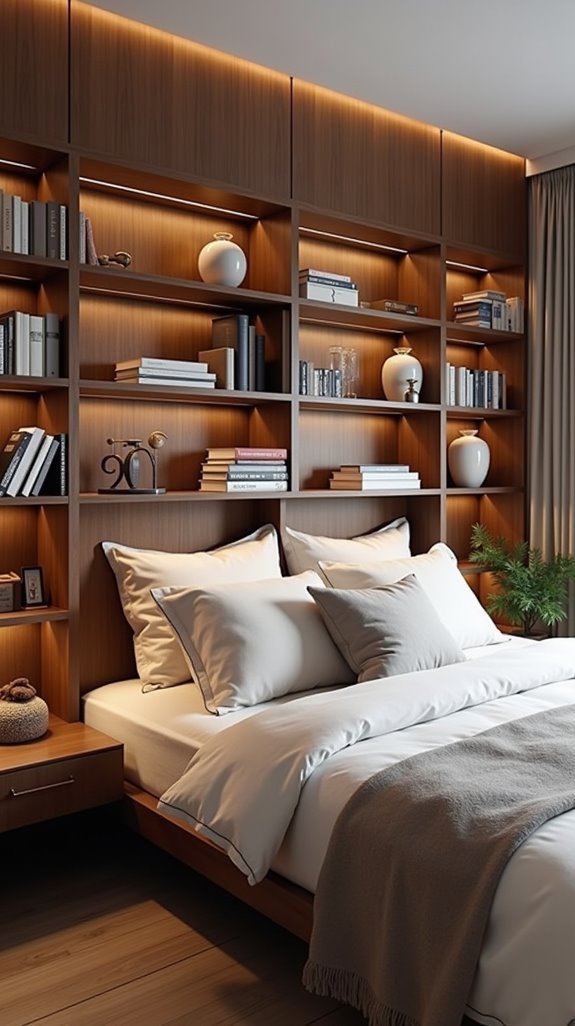 bookshelves as headboard alternative