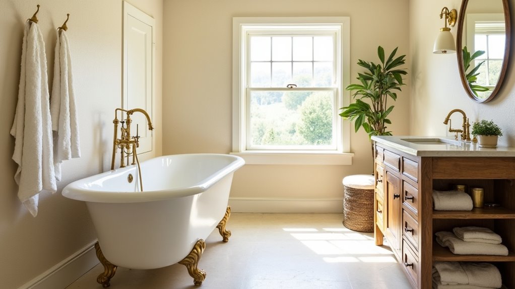 budget friendly cream bathrooms