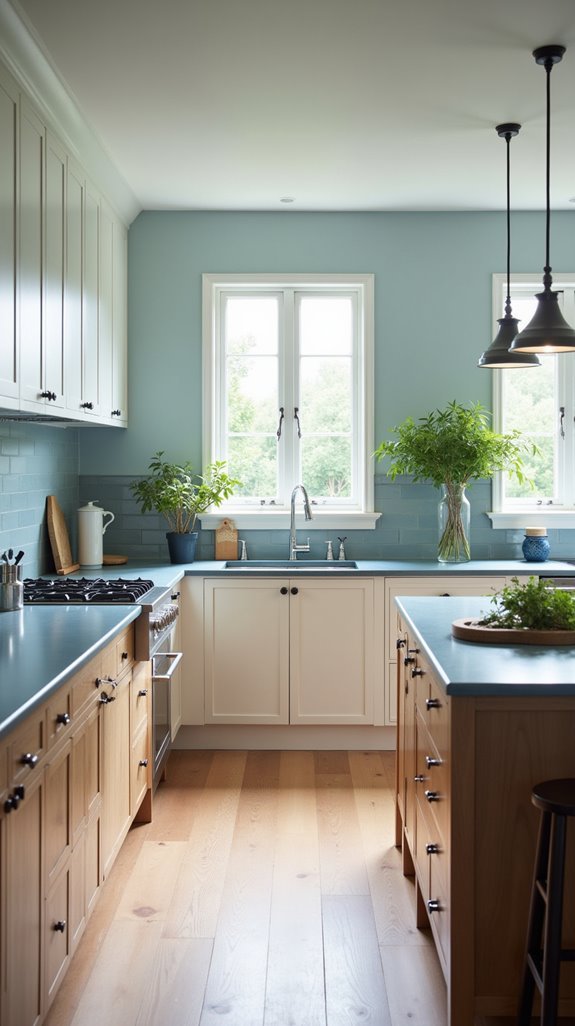 calming blue kitchen atmosphere