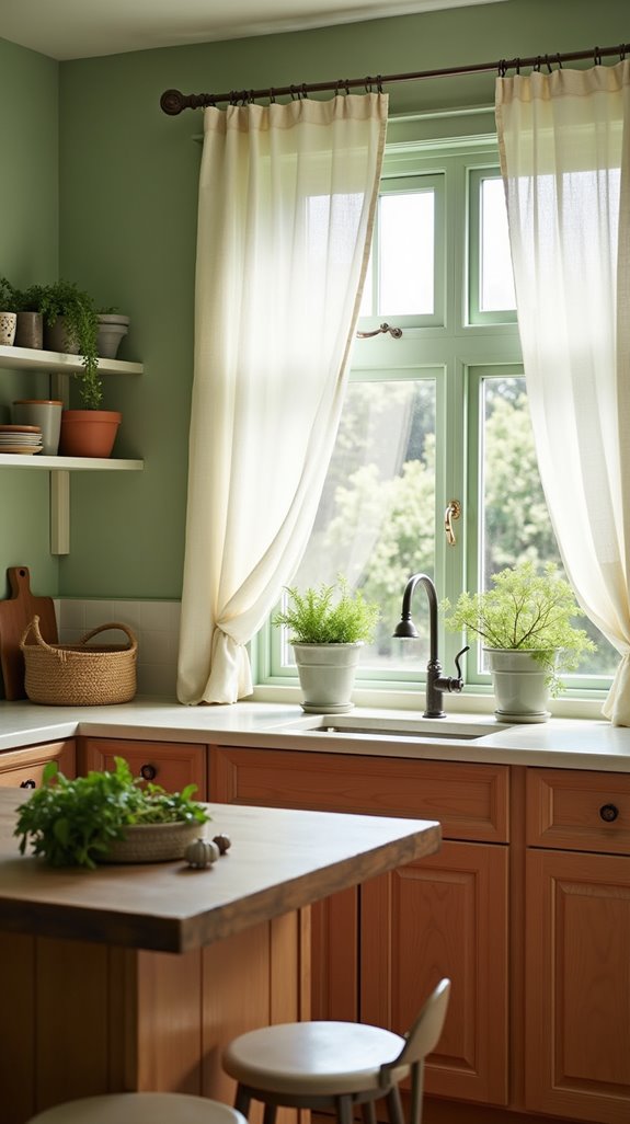 calming sage green kitchen