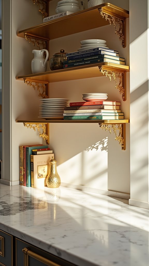 chic gold shelving brackets