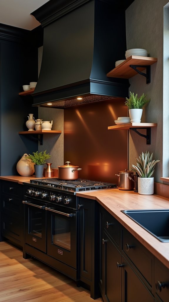 cohesive black and copper palette