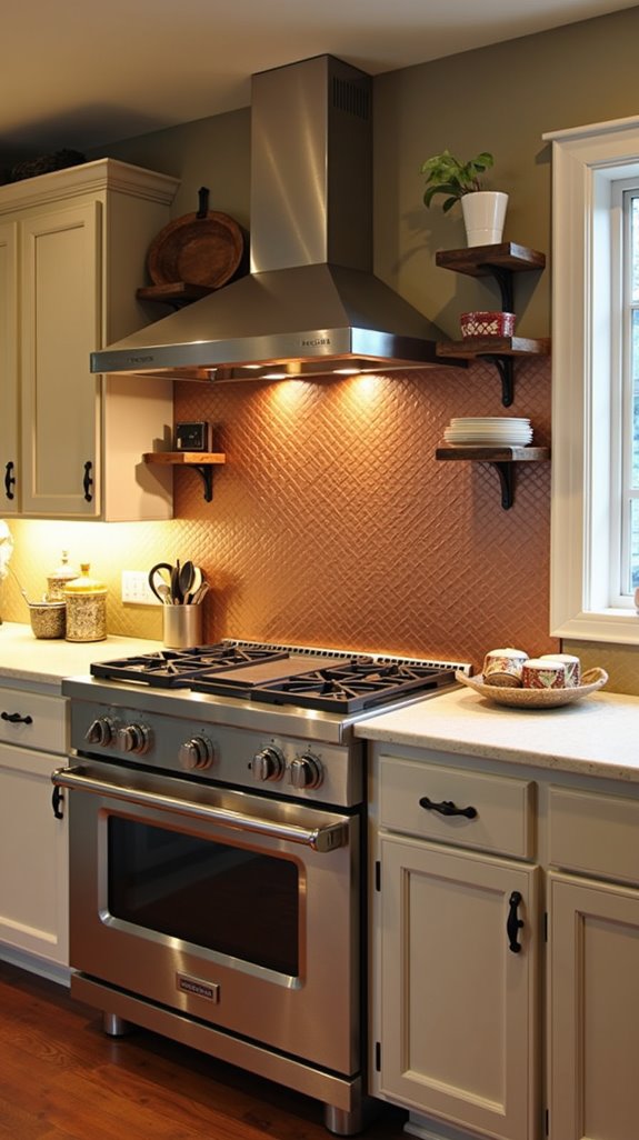 copper backsplashes enhance kitchens