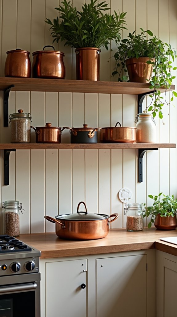 copper shelving enhances aesthetic