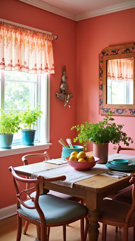 coral kitchen wall painting