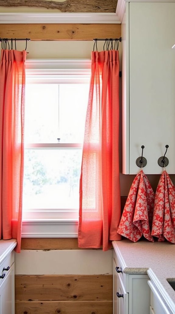 coral textiles for kitchen decor