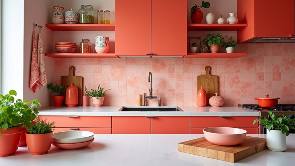 coral themed kitchen decor ideas