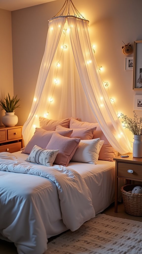 cozy bed with canopies