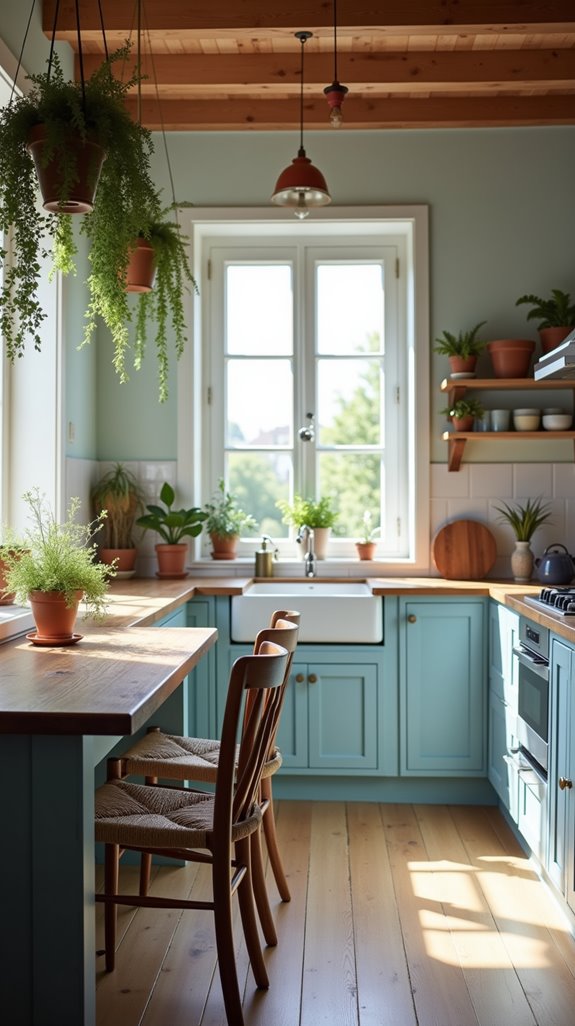 cozy rustic kitchen lighting
