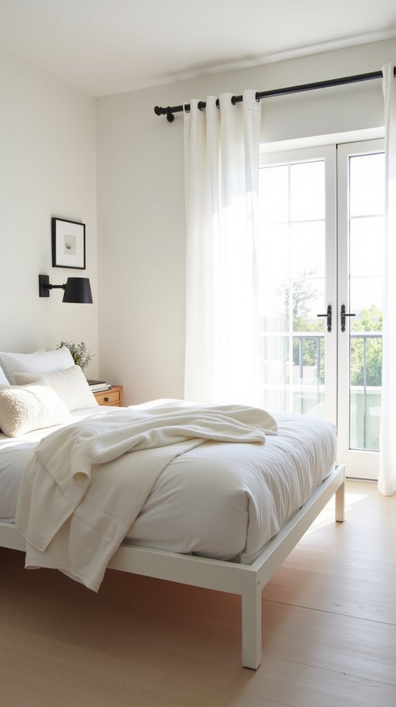 cozy white minimalist bedroom