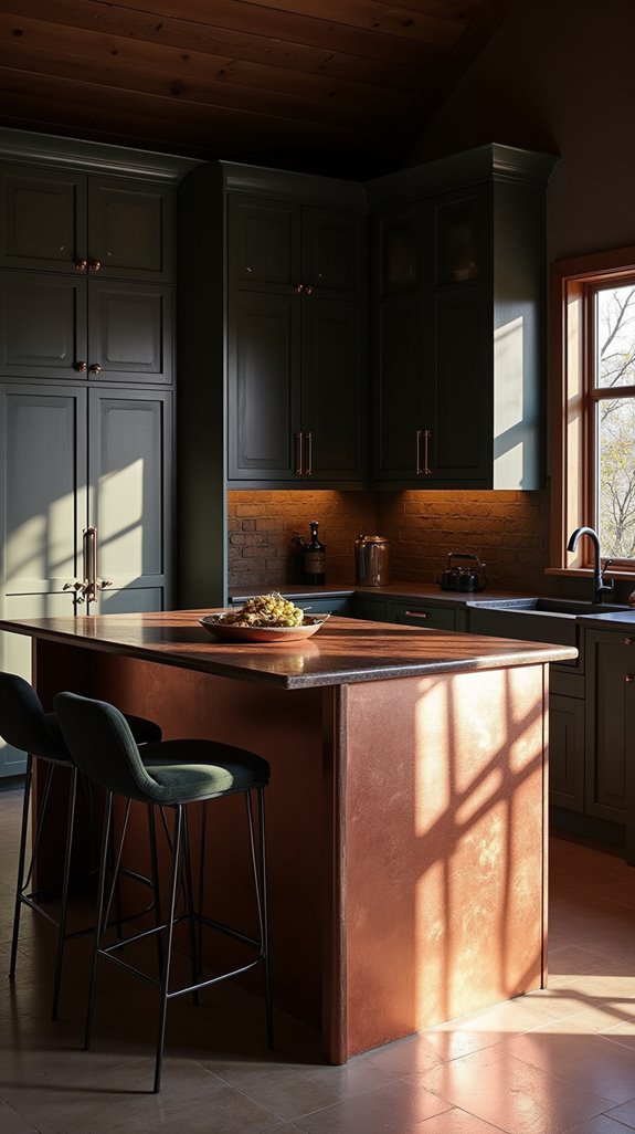 dark metallic kitchen island